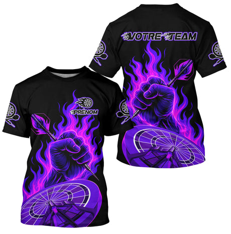 Polo Fléchettes Personnalisé – Main Feu Violette Cible - T-Shirt Homme