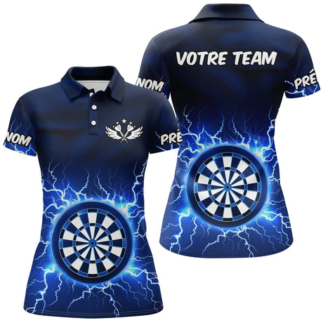 Polo Fléchettes Personnalisé Marine – Éclair Électrique Cible - Polo Femme