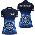 Polo Fléchettes Personnalisé Marine – Éclair Électrique Cible - Polo Zippé Femme