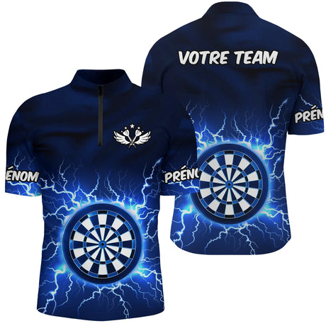 Polo Fléchettes Personnalisé Marine – Éclair Électrique Cible - Polo Zippé Homme