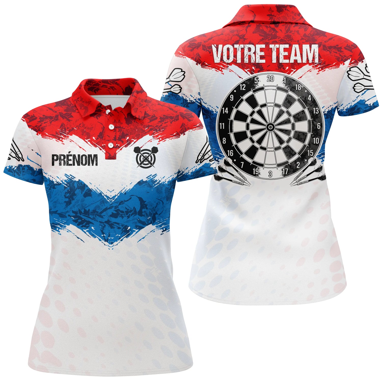 Polo Fléchettes Personnalisé – Motif Effet Peinture - Polo Femme