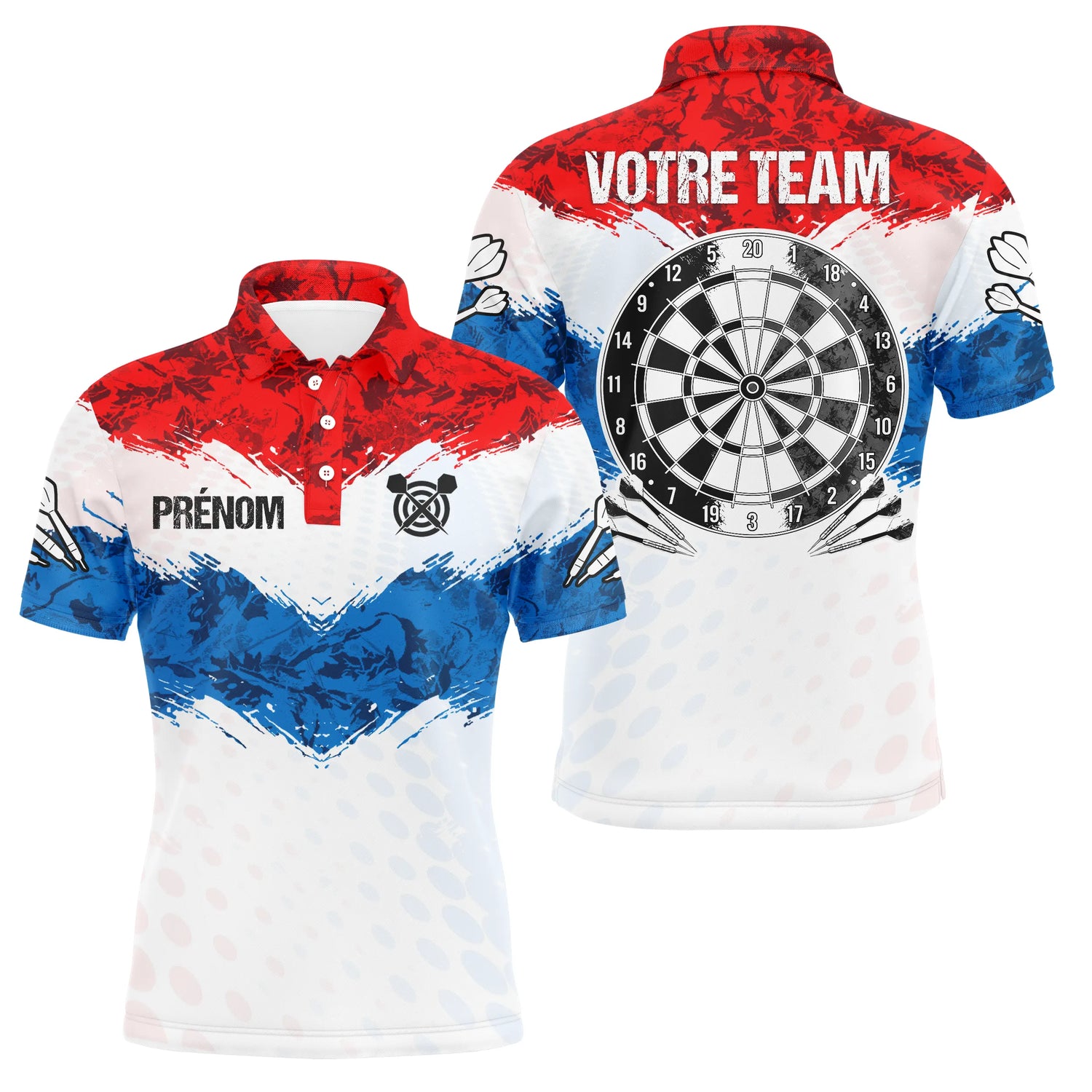 Polo Fléchettes Personnalisé – Motif Effet Peinture - Polo Homme