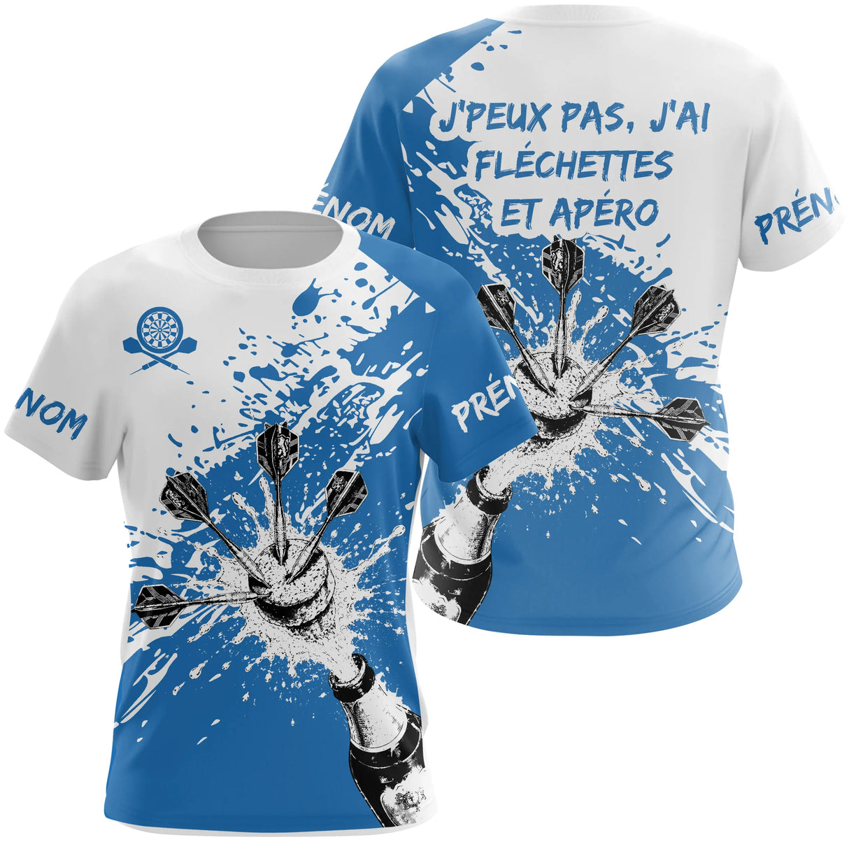 Polo Fléchettes Personnalisé – Motif Splash Bleu - T-Shirt Femme