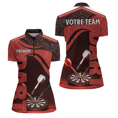 Polo Fléchettes Personnalisé – Motif Tribal & Cible - Polo Zippé Femme