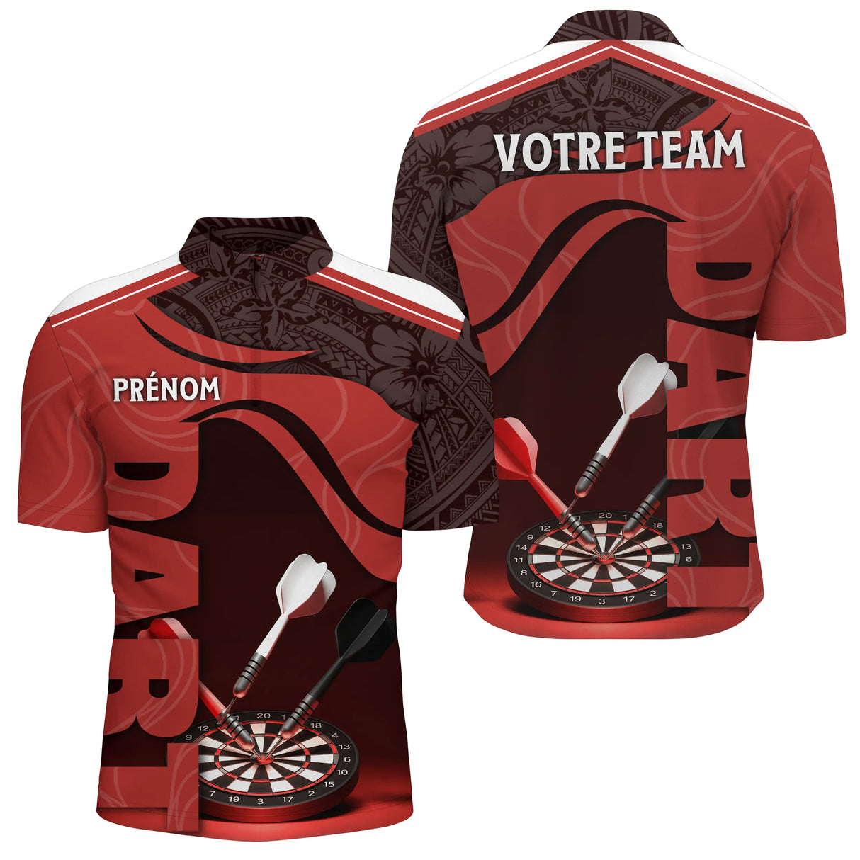 Polo Fléchettes Personnalisé – Motif Tribal & Cible - Polo Zippé Homme