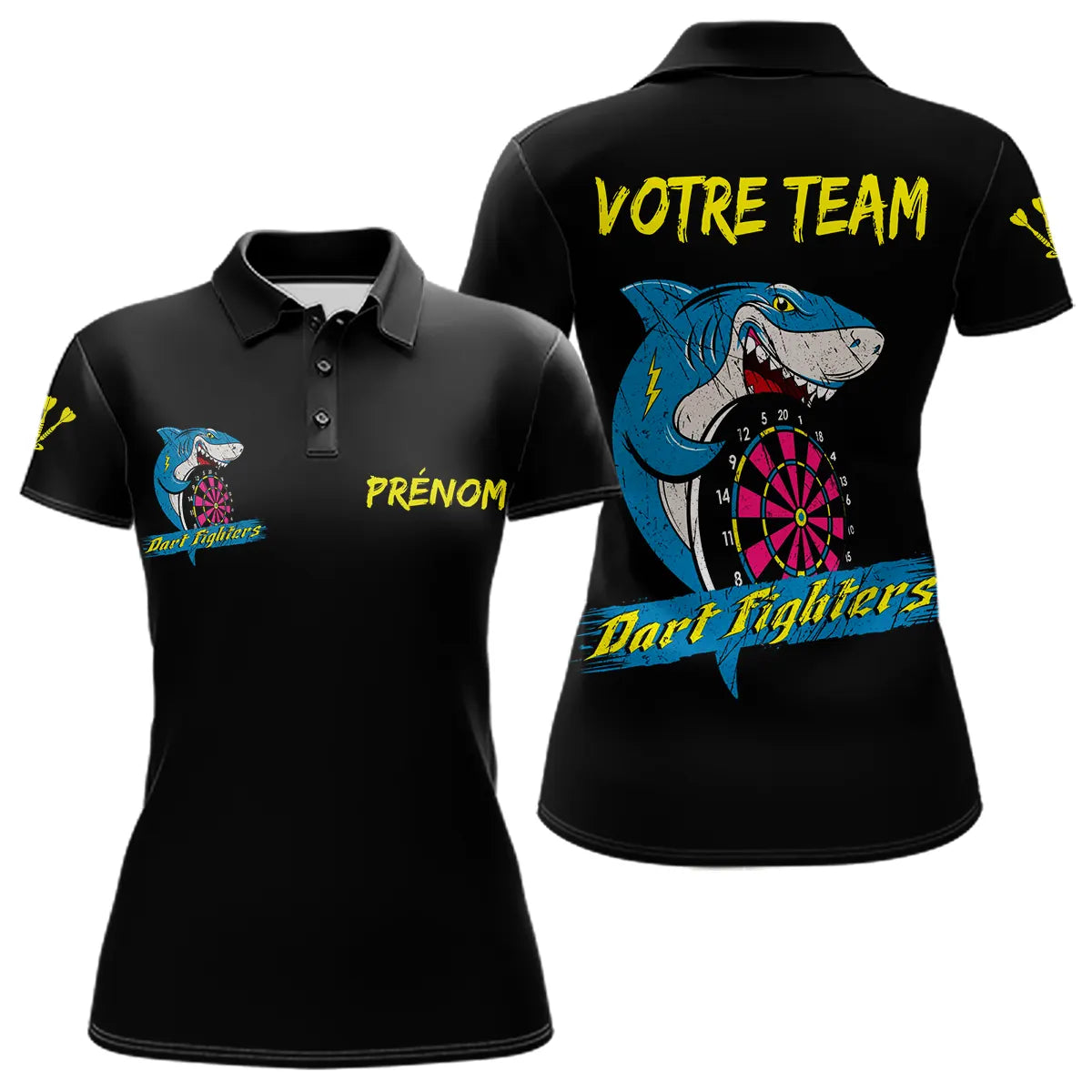 Polo Fléchettes Personnalisé Noir - Fighters Team Design - Polo Femme