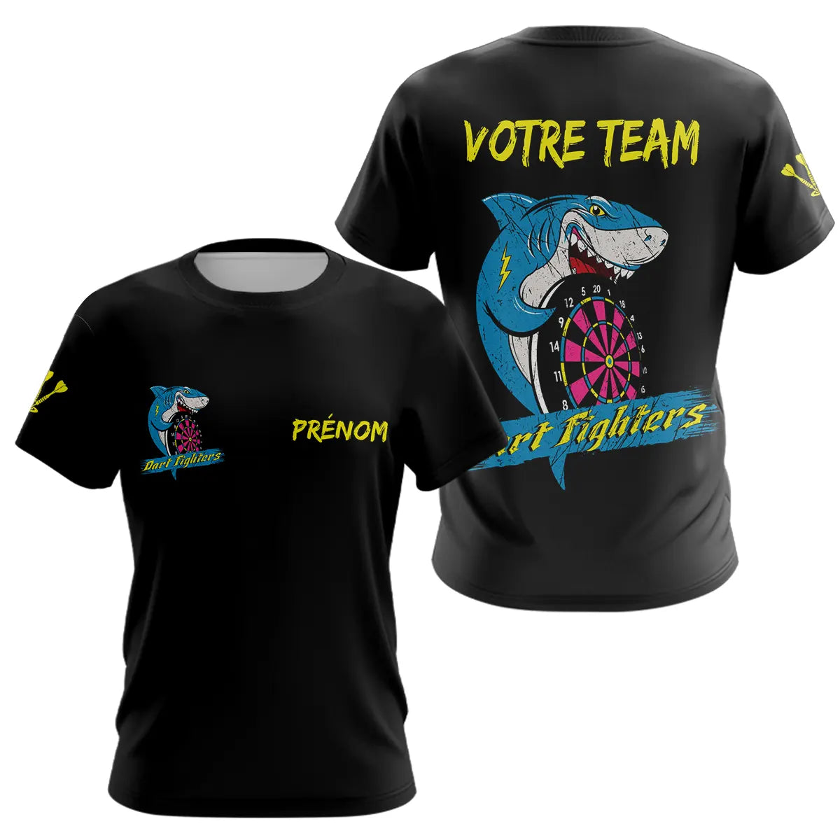 Polo Fléchettes Personnalisé Noir - Fighters Team Design - T-Shirt Femme