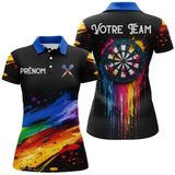 Polo Fléchettes Personnalisé Noir – Cible Multicolore Artistique - Polo Femme