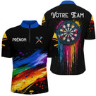 Polo Fléchettes Personnalisé Noir – Cible Multicolore Artistique - Polo Zippé Homme