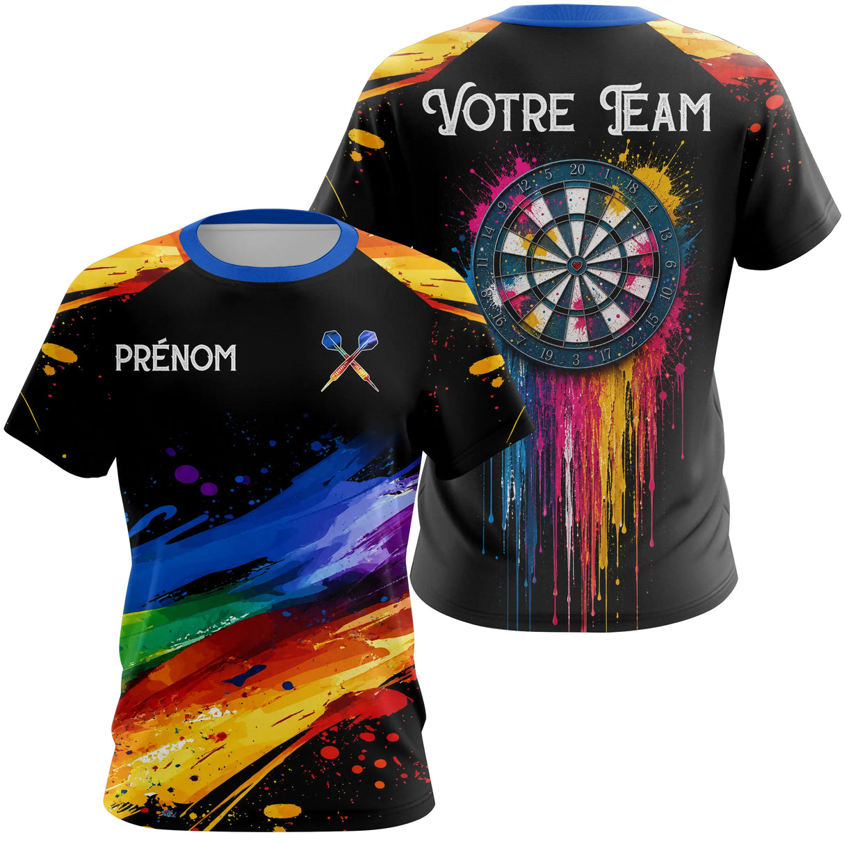 Polo Fléchettes Personnalisé Noir – Cible Multicolore Artistique - T-Shirt Femme