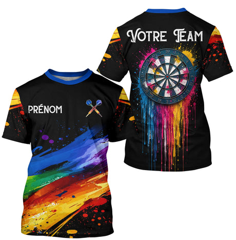 Polo Fléchettes Personnalisé Noir – Cible Multicolore Artistique - T-Shirt Homme
