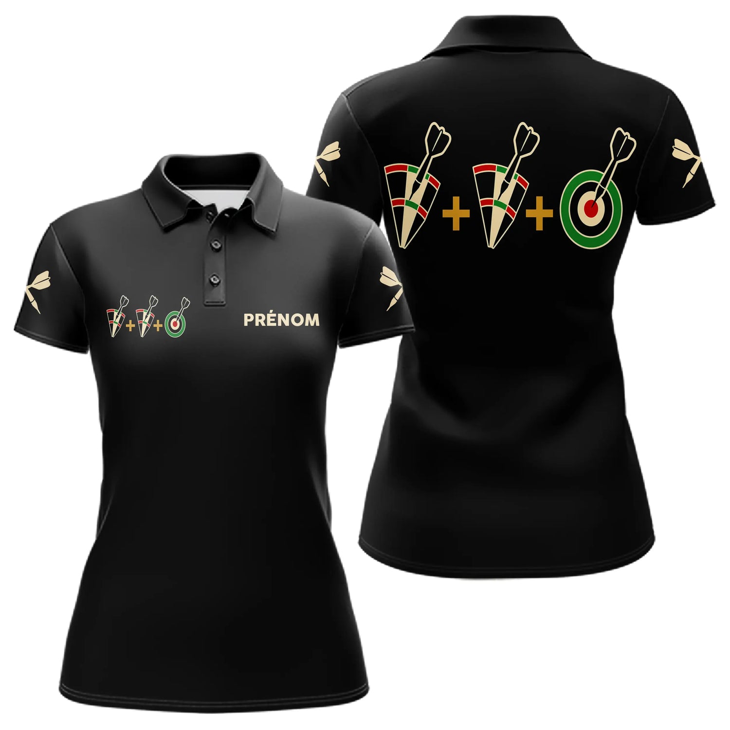 Polo Fléchettes Personnalisé Noir – Cible Visiez Perfection - Polo Femme