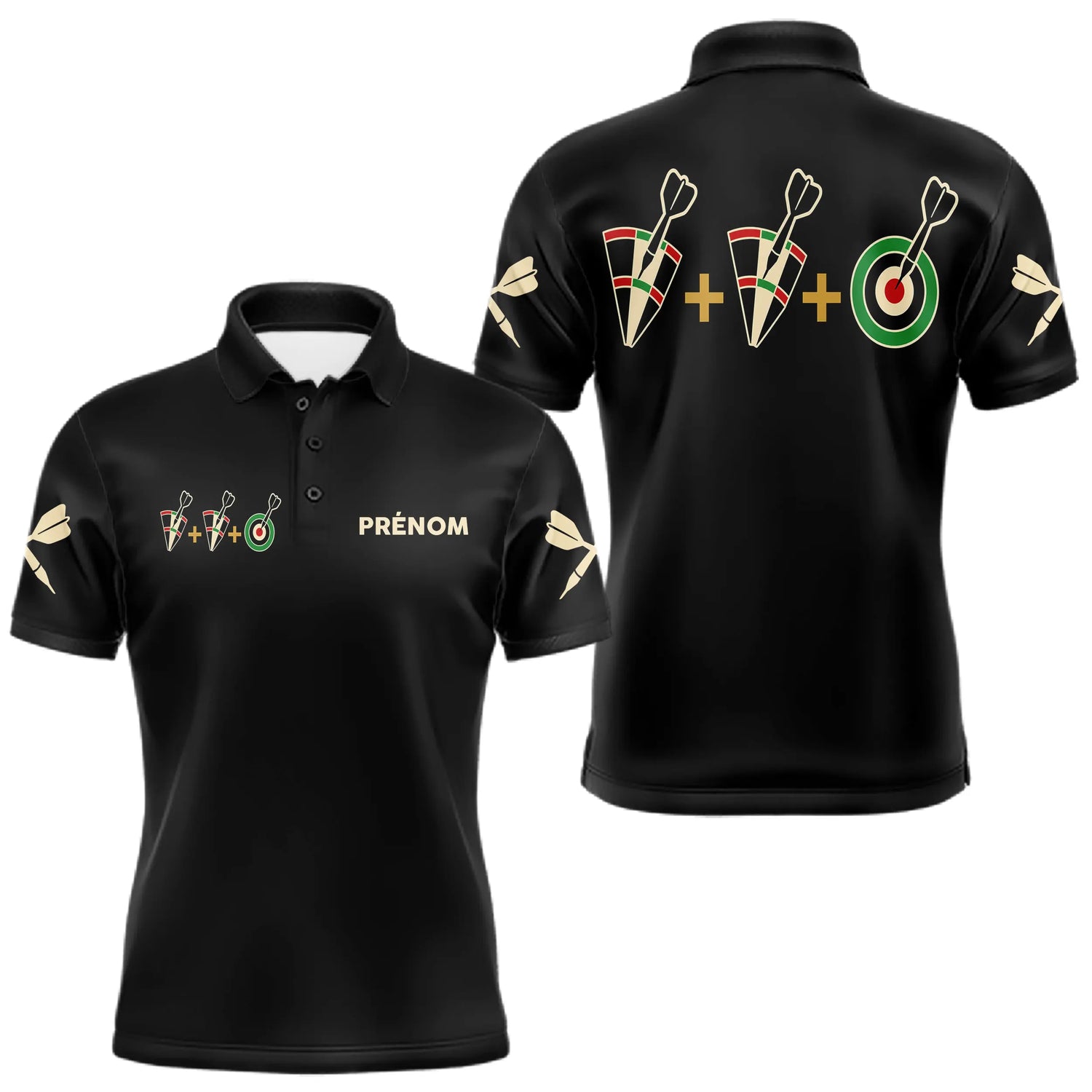 Polo Fléchettes Personnalisé Noir – Cible Visiez Perfection - Polo Homme