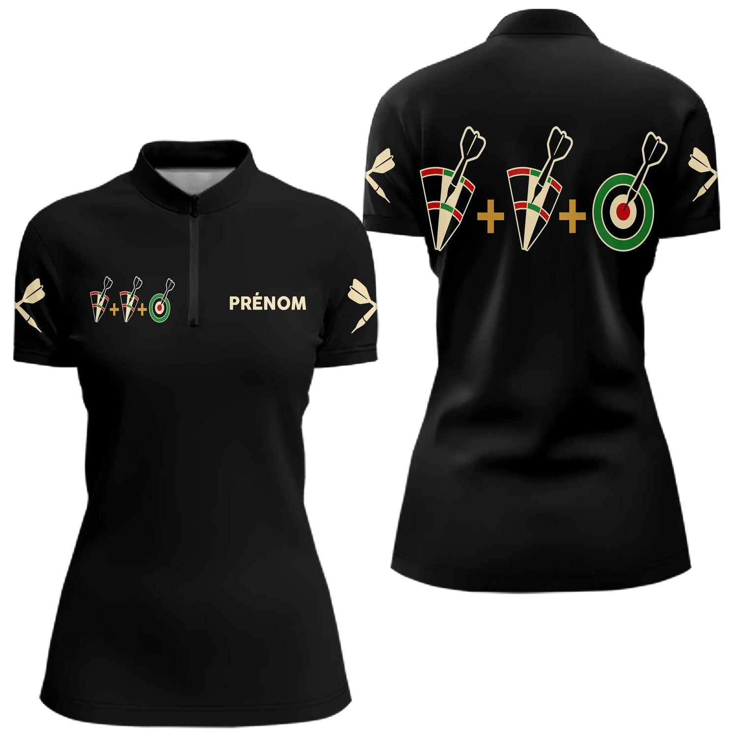 Polo Fléchettes Personnalisé Noir – Cible Visiez Perfection - Polo Zippé Femme