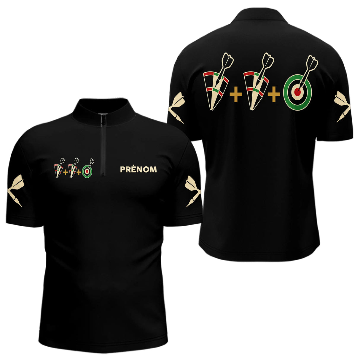 Polo Fléchettes Personnalisé Noir – Cible Visiez Perfection - Polo Zippé Homme