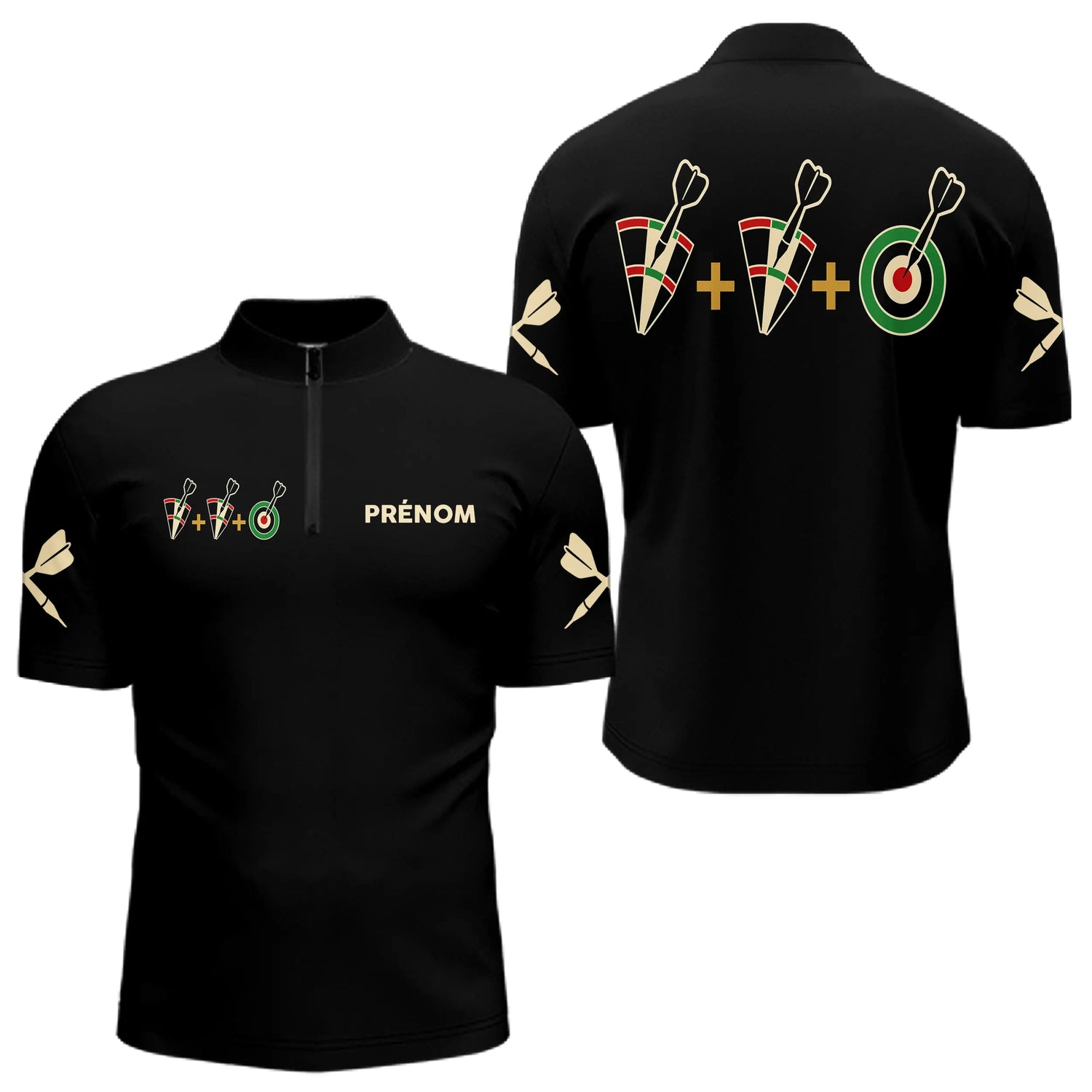 Polo Fléchettes Personnalisé Noir – Cible Visiez Perfection - Polo Zippé Homme