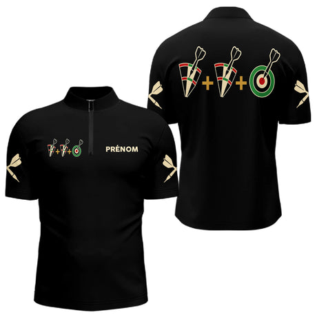 Polo Fléchettes Personnalisé Noir – Cible Visiez Perfection - Polo Zippé Homme