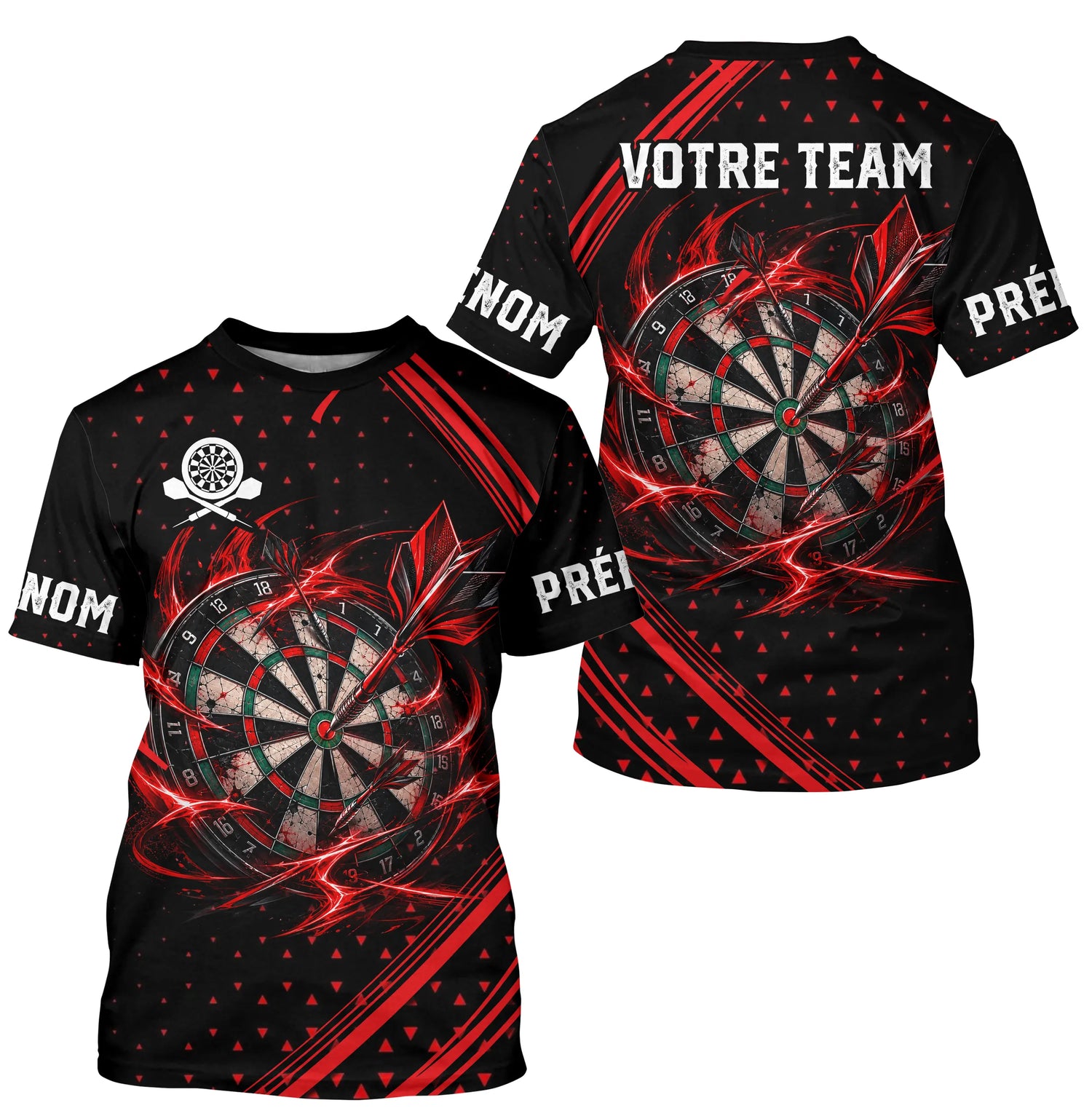 Polo Fléchettes Personnalisé Premium – Effets Éclairs Rouges - T-Shirt Homme