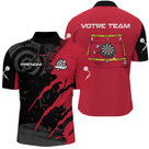 Polo Fléchettes Personnalisé – Rouge & Noir Zone Impact - Polo Zippé Homme