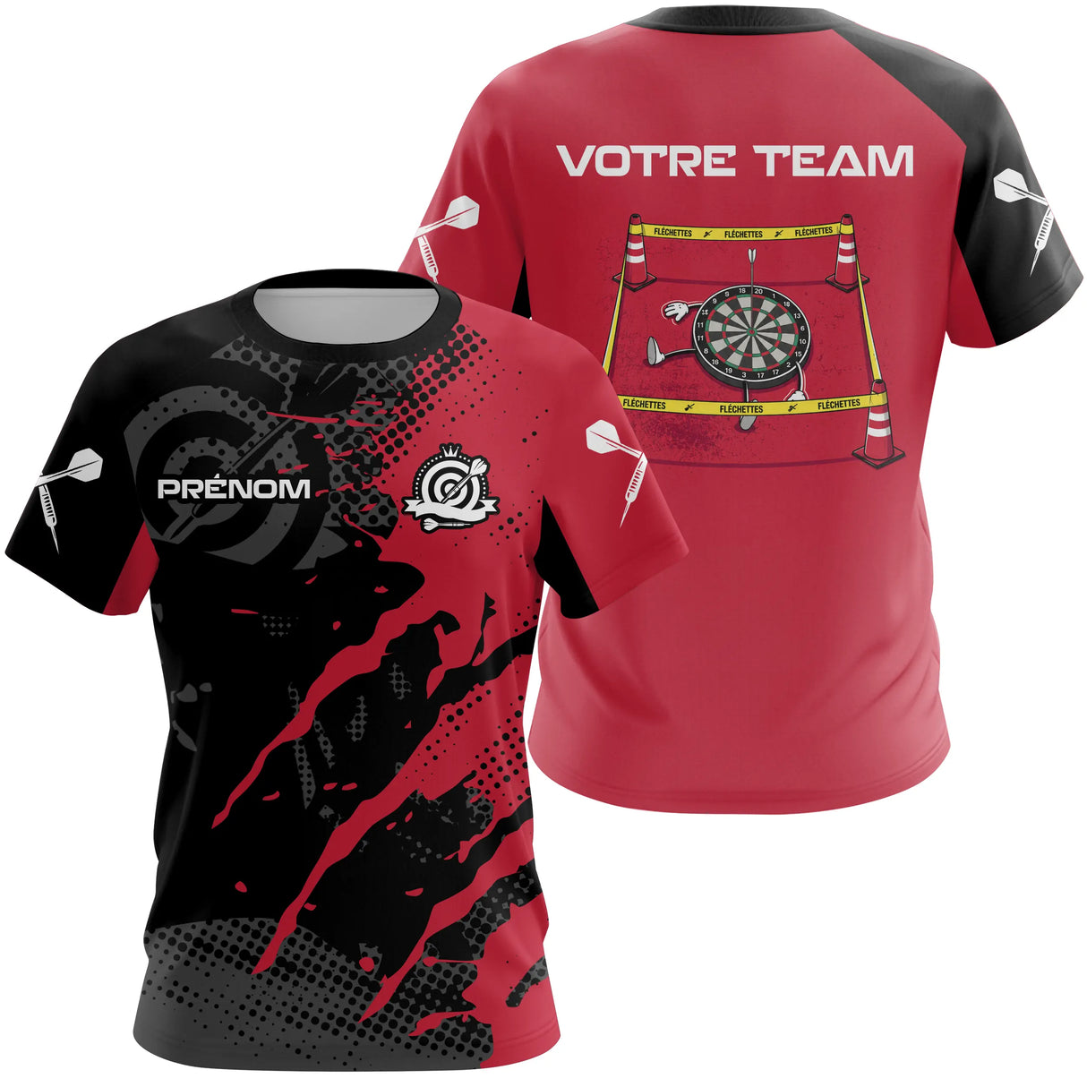 Polo Fléchettes Personnalisé – Rouge & Noir Zone Impact - T-Shirt Femme