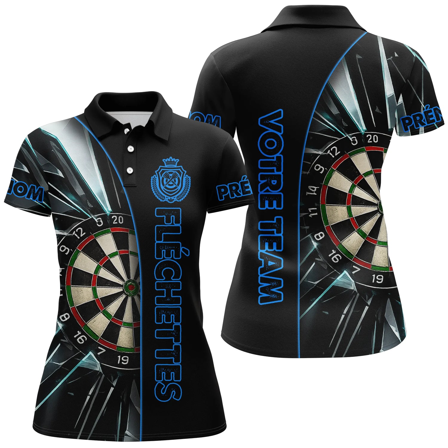 Polo Fléchettes Personnalisé – Sportif Noir Éclats - Polo Femme