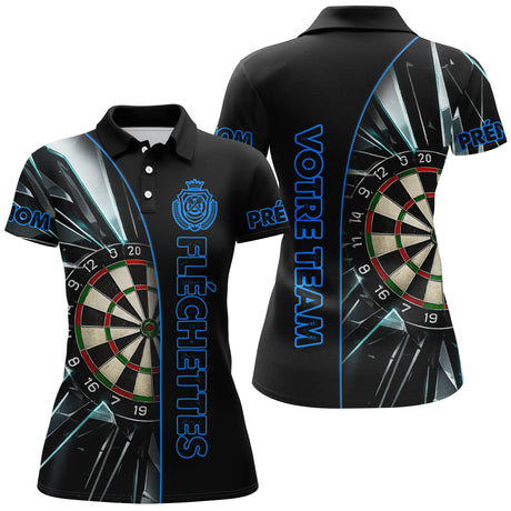 Polo Fléchettes Personnalisé – Sportif Noir Éclats - Polo Femme