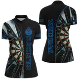Polo Fléchettes Personnalisé – Sportif Noir Éclats - Polo Zippé Femme