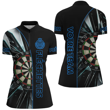 Polo Fléchettes Personnalisé – Sportif Noir Éclats - Polo Zippé Femme