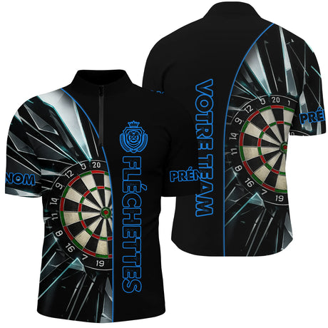 Polo Fléchettes Personnalisé – Sportif Noir Éclats - Polo Zippé Homme