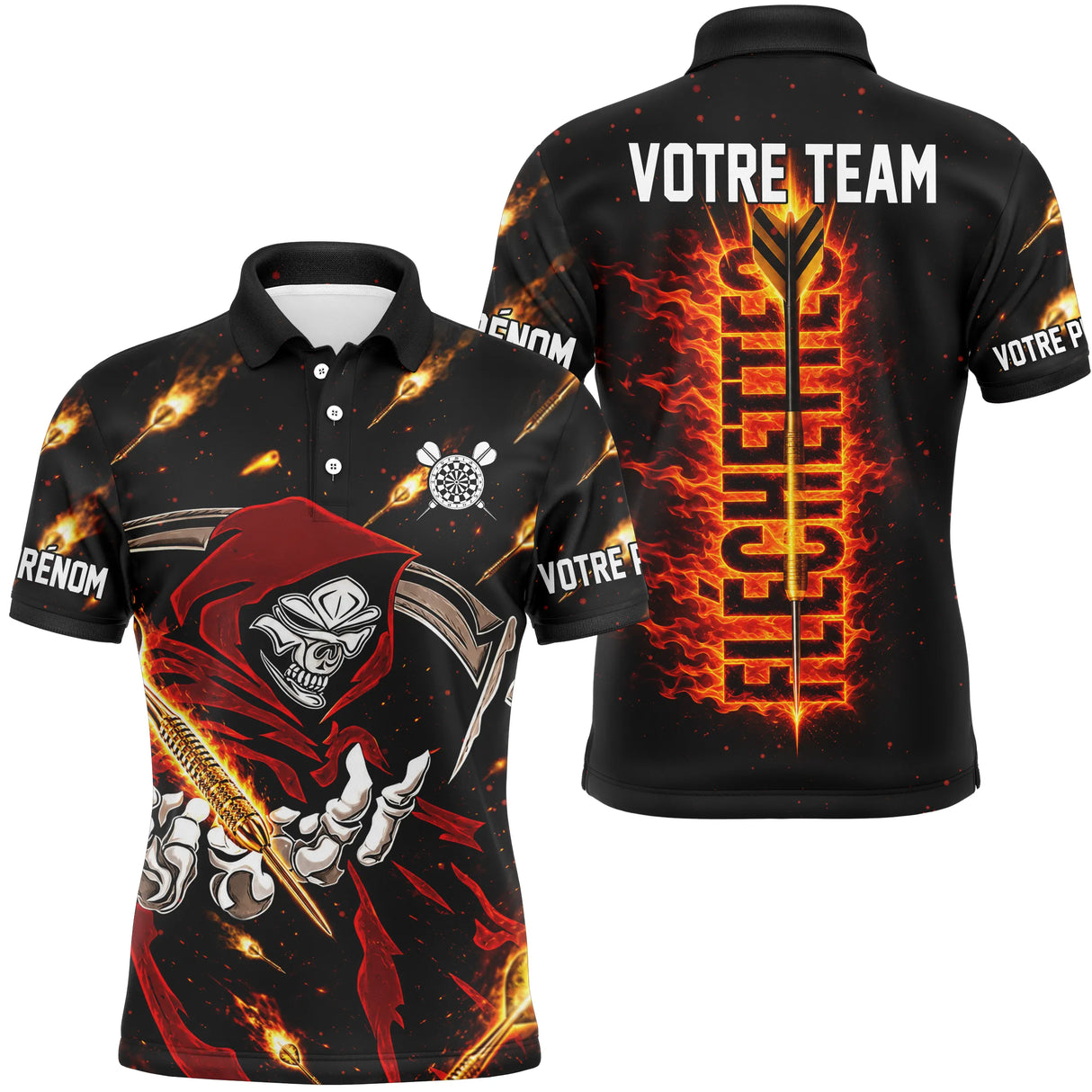 Polo Fléchettes Personnalisé – Style Faucheuse de Feu - Polo Homme