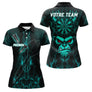 Polo Fléchettes Personnalisé – Style Singe Flammes Cyan - Polo Femme