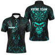 Polo Fléchettes Personnalisé – Style Singe Flammes Cyan - Polo Homme