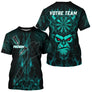 Polo Fléchettes Personnalisé – Style Singe Flammes Cyan - T-Shirt Homme