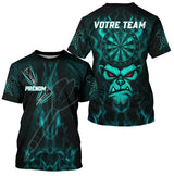 Polo Fléchettes Personnalisé – Style Singe Flammes Cyan - T-Shirt Homme