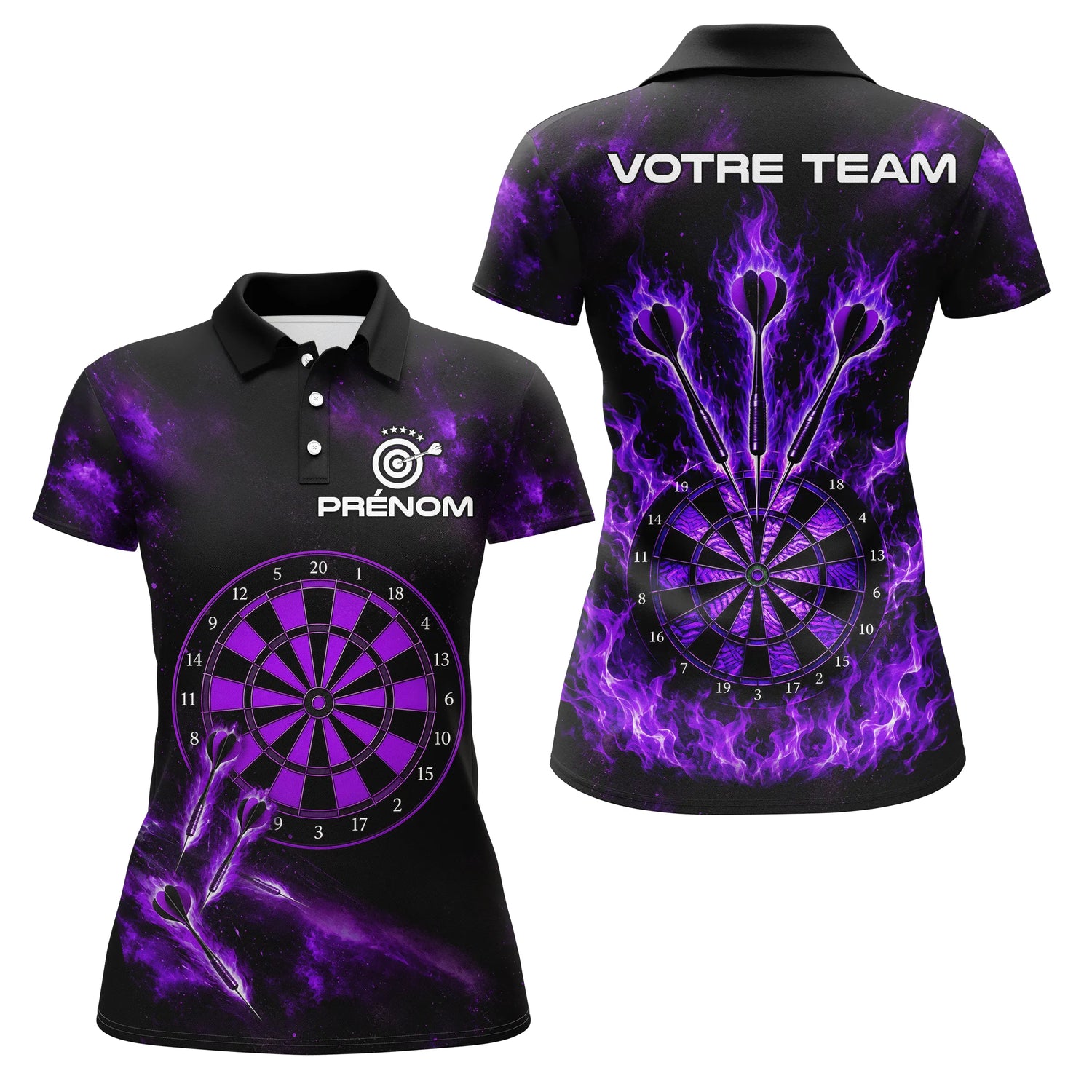 Polo Fléchettes Personnalisé – Violette Flammes Prénom - Polo Femme