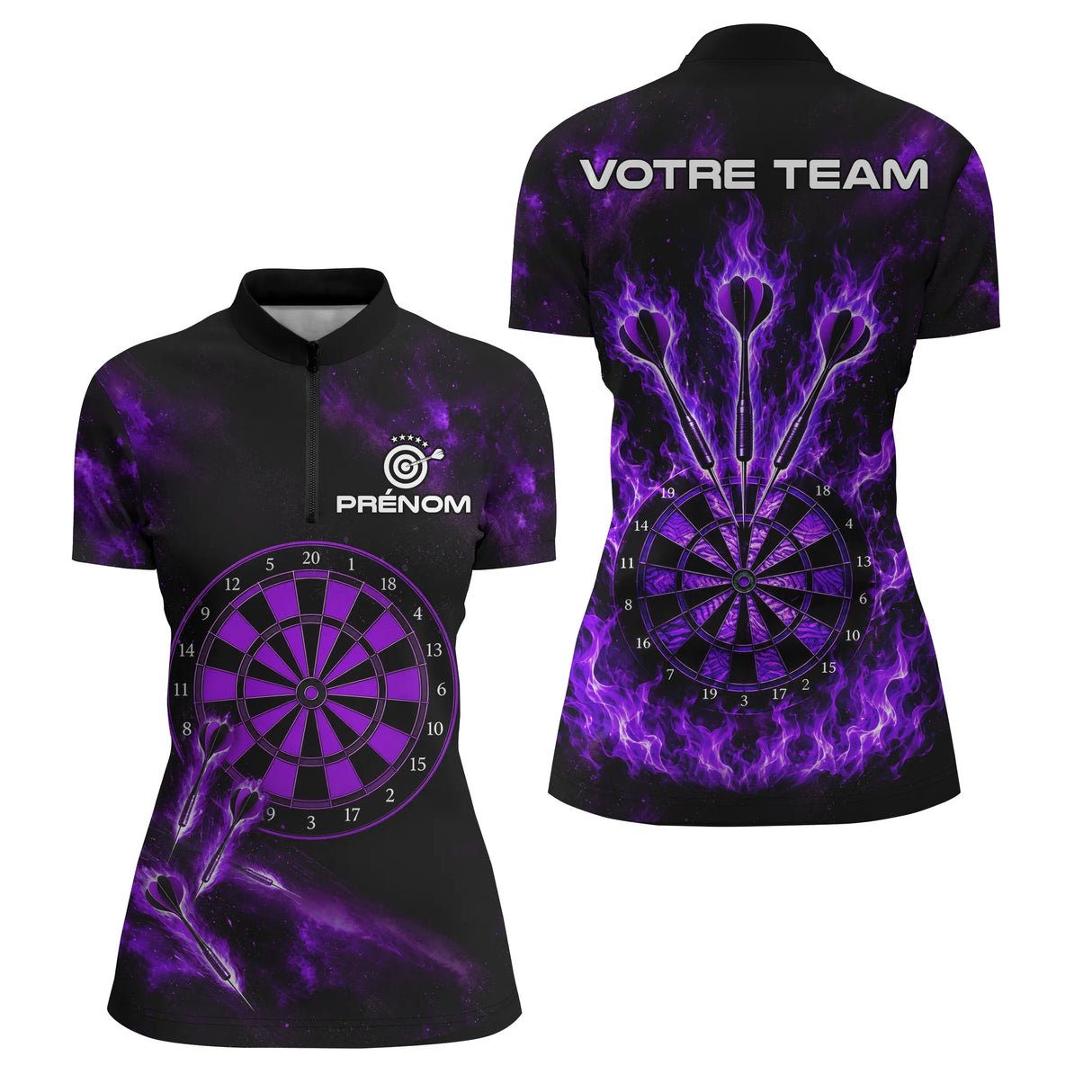 Polo Fléchettes Personnalisé – Violette Flammes Prénom - Polo Zippé Femme