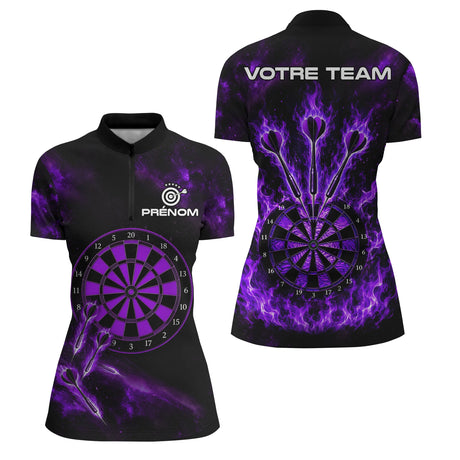 Polo Fléchettes Personnalisé – Violette Flammes Prénom - Polo Zippé Femme