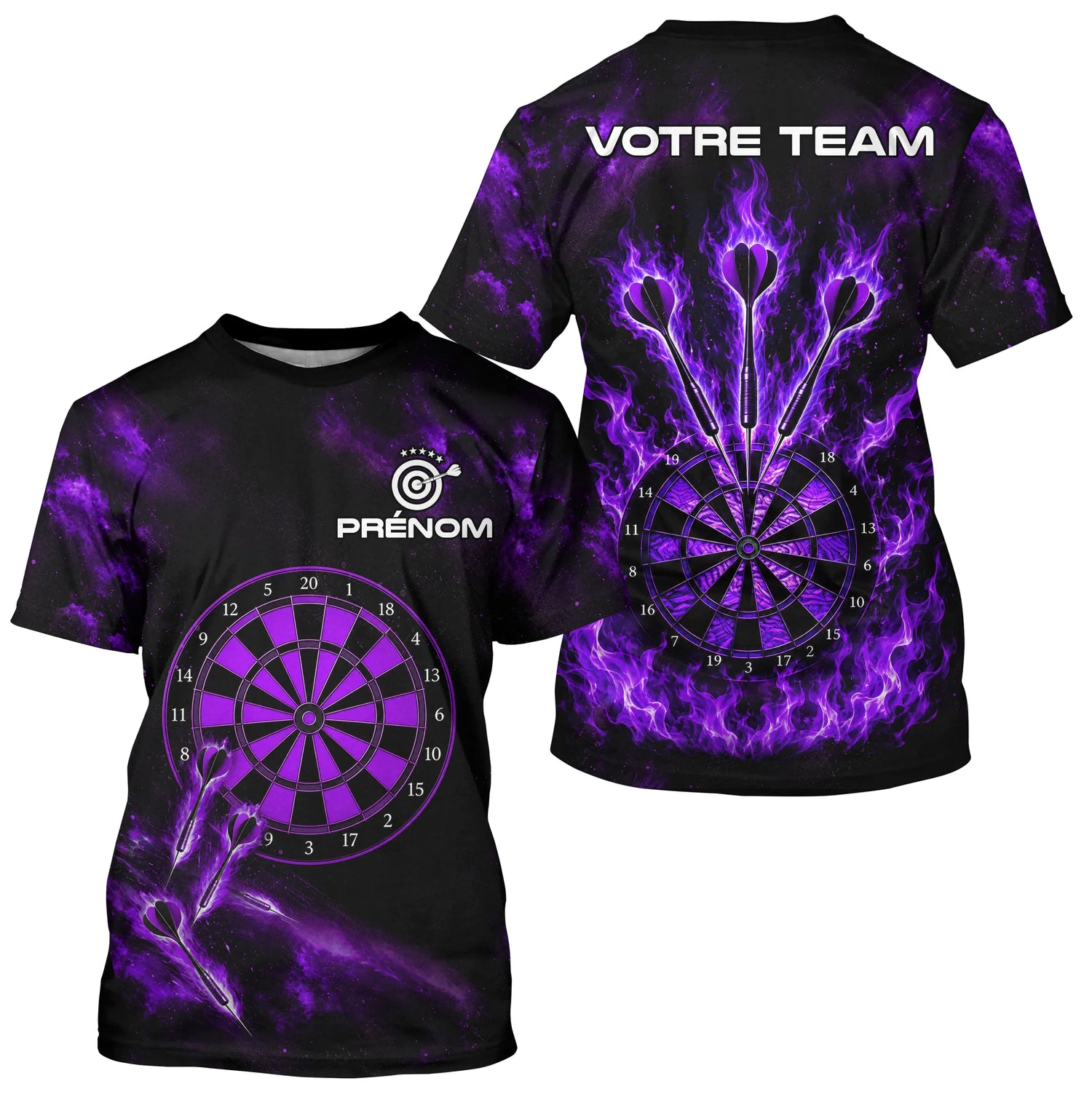 Polo Fléchettes Personnalisé – Violette Flammes Prénom - T-Shirt Homme