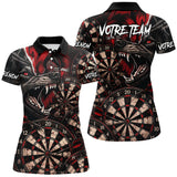 Polo Fléchettes Personnalisé Équipe - Loup Sauvage Noir & Rouge - Polo Femme