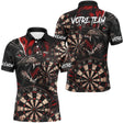 Polo Fléchettes Personnalisé Équipe - Loup Sauvage Noir & Rouge - Polo Homme