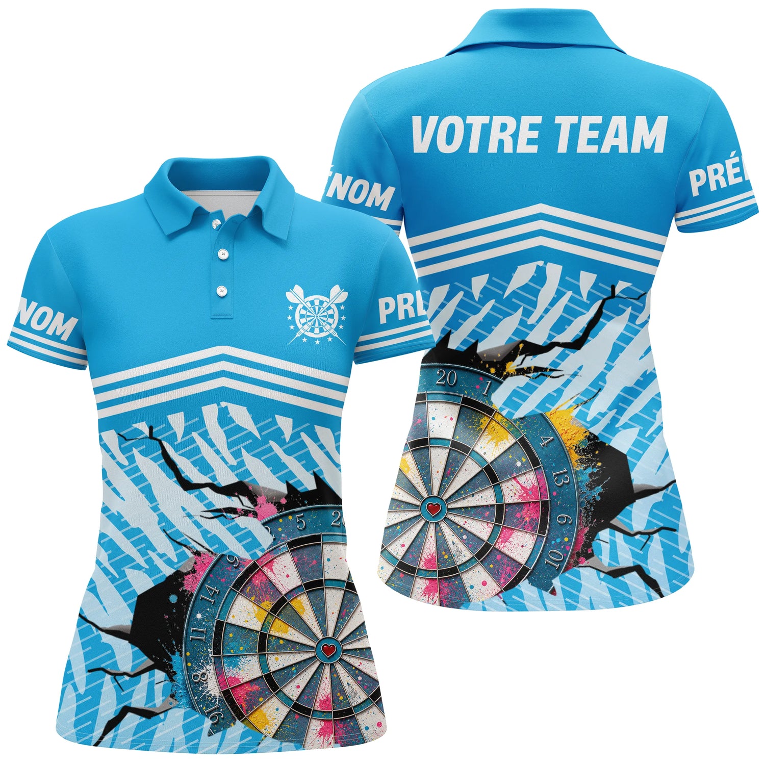 Polo Fléchettes Personnalisable - Motif Cible Fissuré - Polo Femme