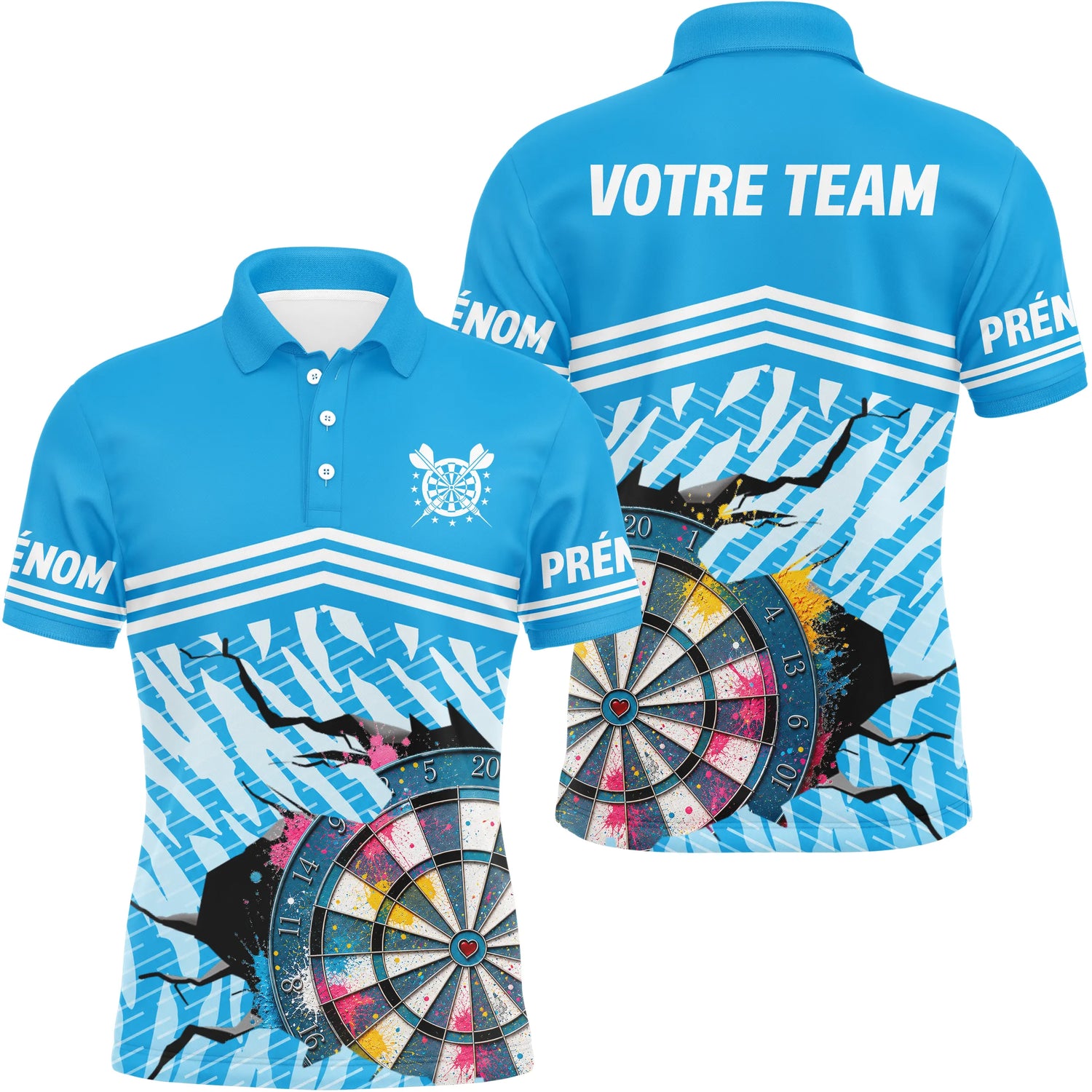 Polo Fléchettes Personnalisable - Motif Cible Fissuré - Polo Homme