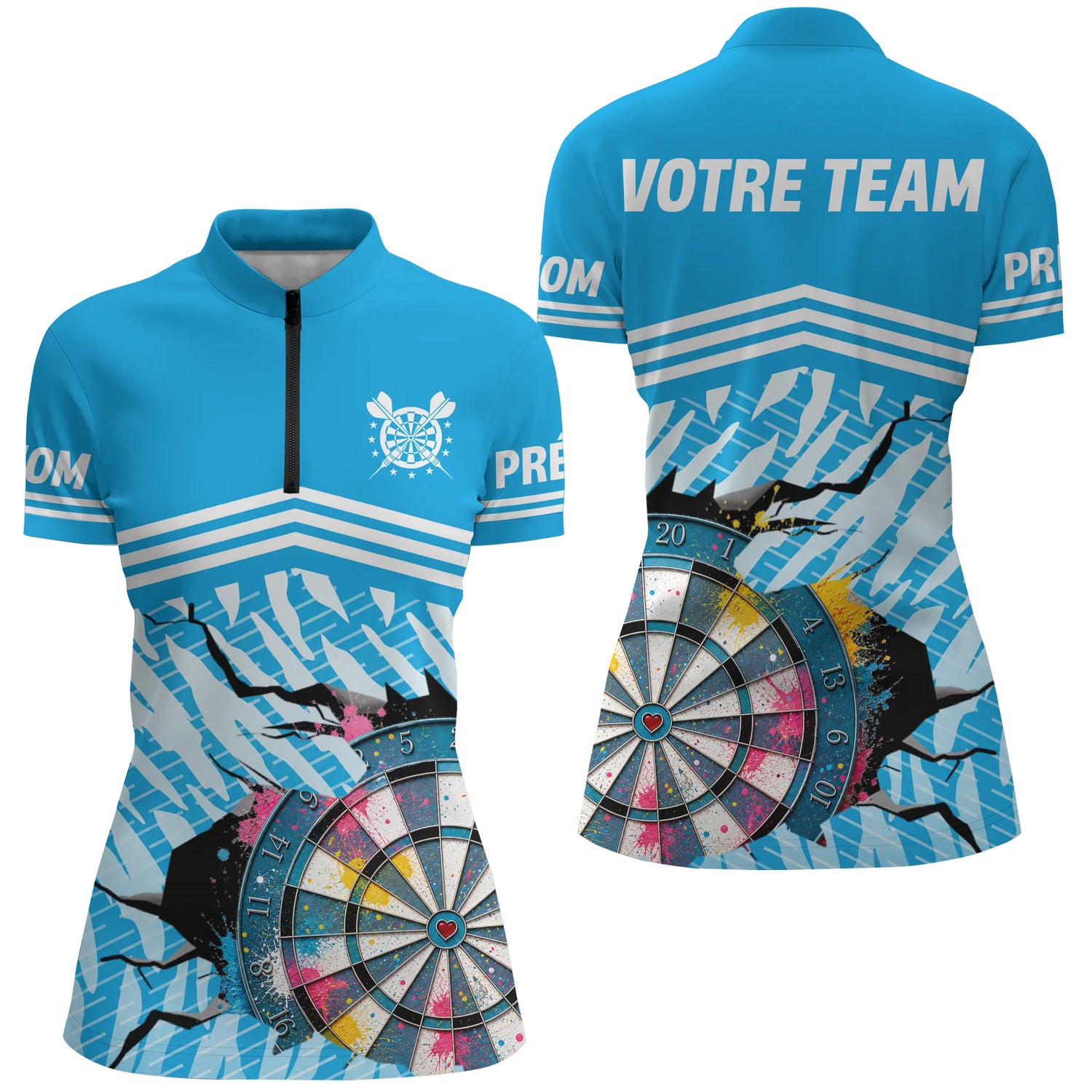 Polo Fléchettes Personnalisable - Motif Cible Fissuré - Polo Zippé Femme