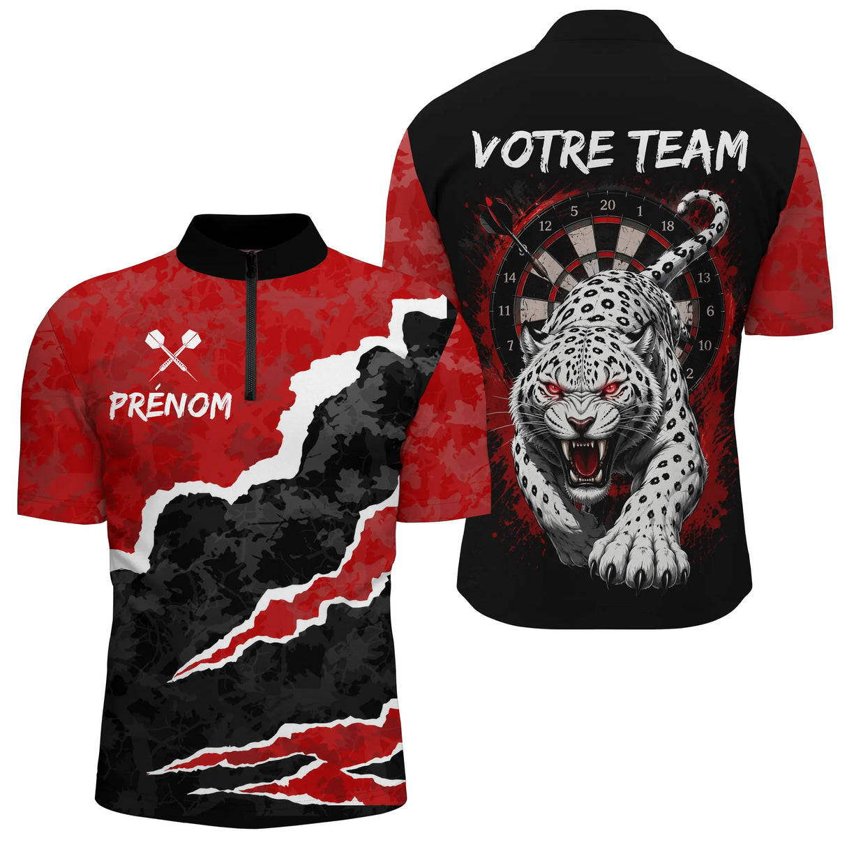 Polo Fléchettes Personnalisable - Sportif Animal Sauvage - Polo Zippé Homme