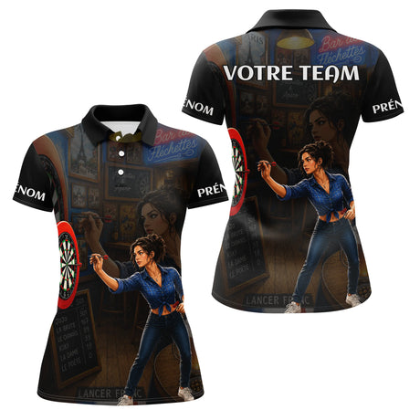 Polo Fléchettes Personnalisable - Style Bar Français - Polo Femme
