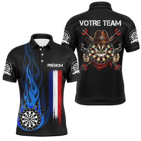 Polo Fléchettes Prénom d'Équipe - Flamme Drapeau France - Polo Homme