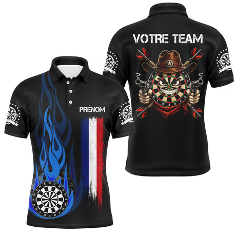 Polo Fléchettes Prénom d'Équipe - Flamme Drapeau France - Polo Homme