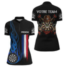 Polo Fléchettes Prénom d'Équipe - Flamme Drapeau France - Polo Zippé Femme