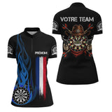 Polo Fléchettes Prénom d'Équipe - Flamme Drapeau France - Polo Zippé Femme