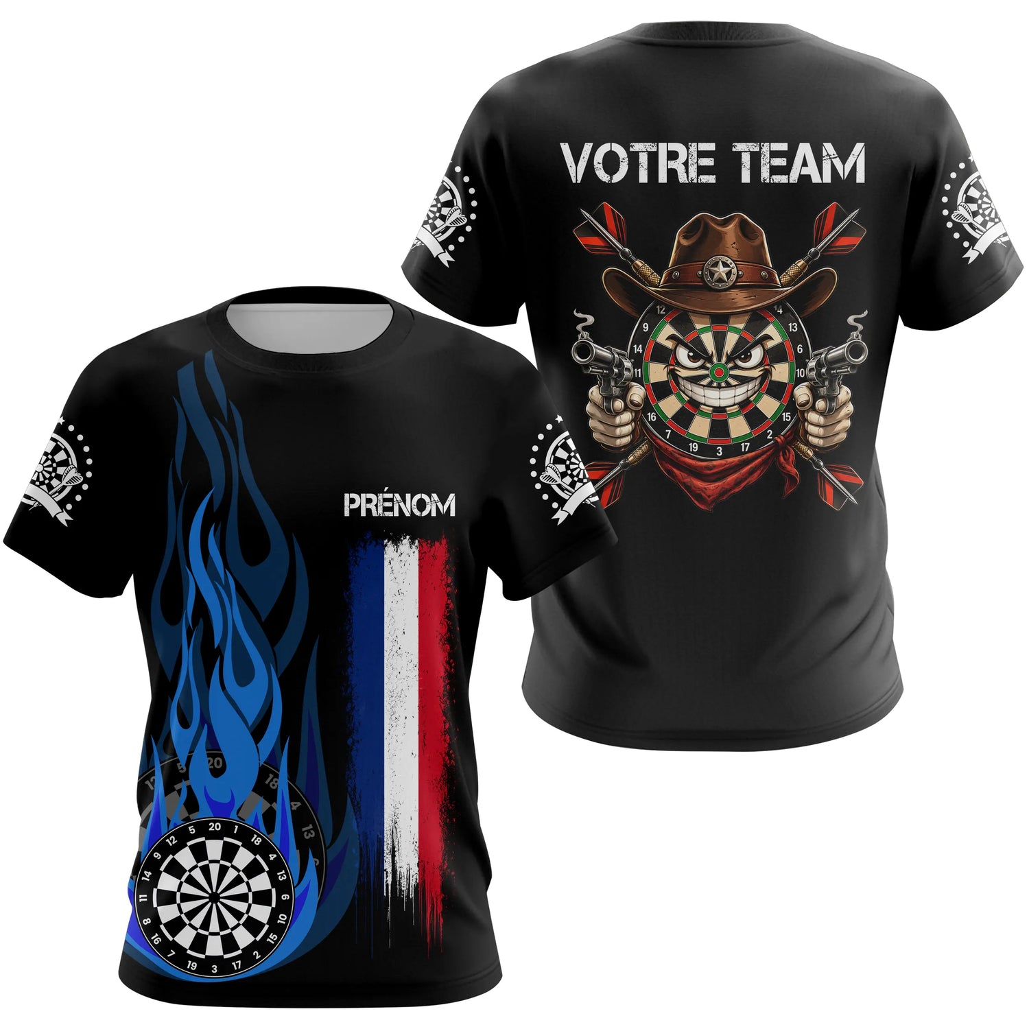 Polo Fléchettes Prénom d'Équipe - Flamme Drapeau France - T-shirt Femme